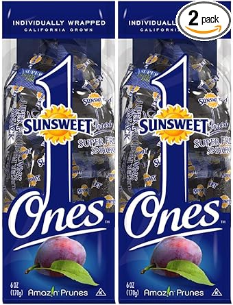 Sunsweet Gold Label Ones Super Select California Individually Wrapped Prunes 6.0 Ounces (Pack of 2)(Packaging May Vary)