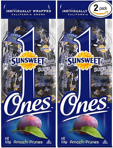 Sunsweet Gold Label Ones Super Select California Individually Wrapped Prunes 6.0 Ounces (Pack of 2)(Packaging May Vary)