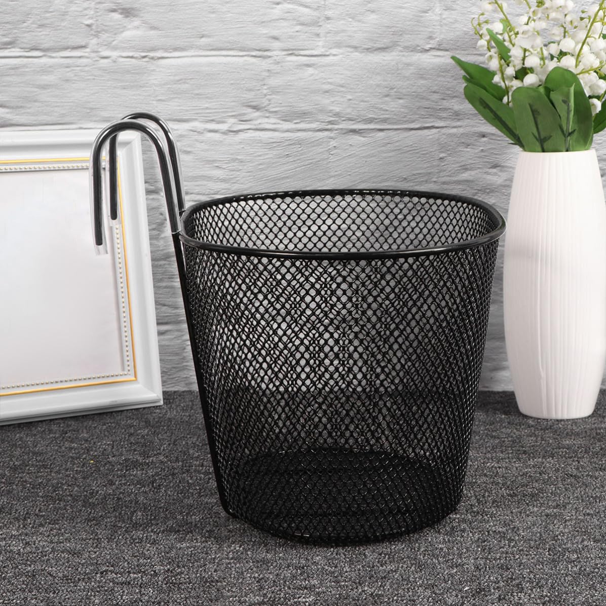 Panier à Vélo de Guidon Amovible en Fer Noir Grosse Capacité | Surface Lisse, Fixation Facile, pour Garçons et Filles, Format Suspendu
