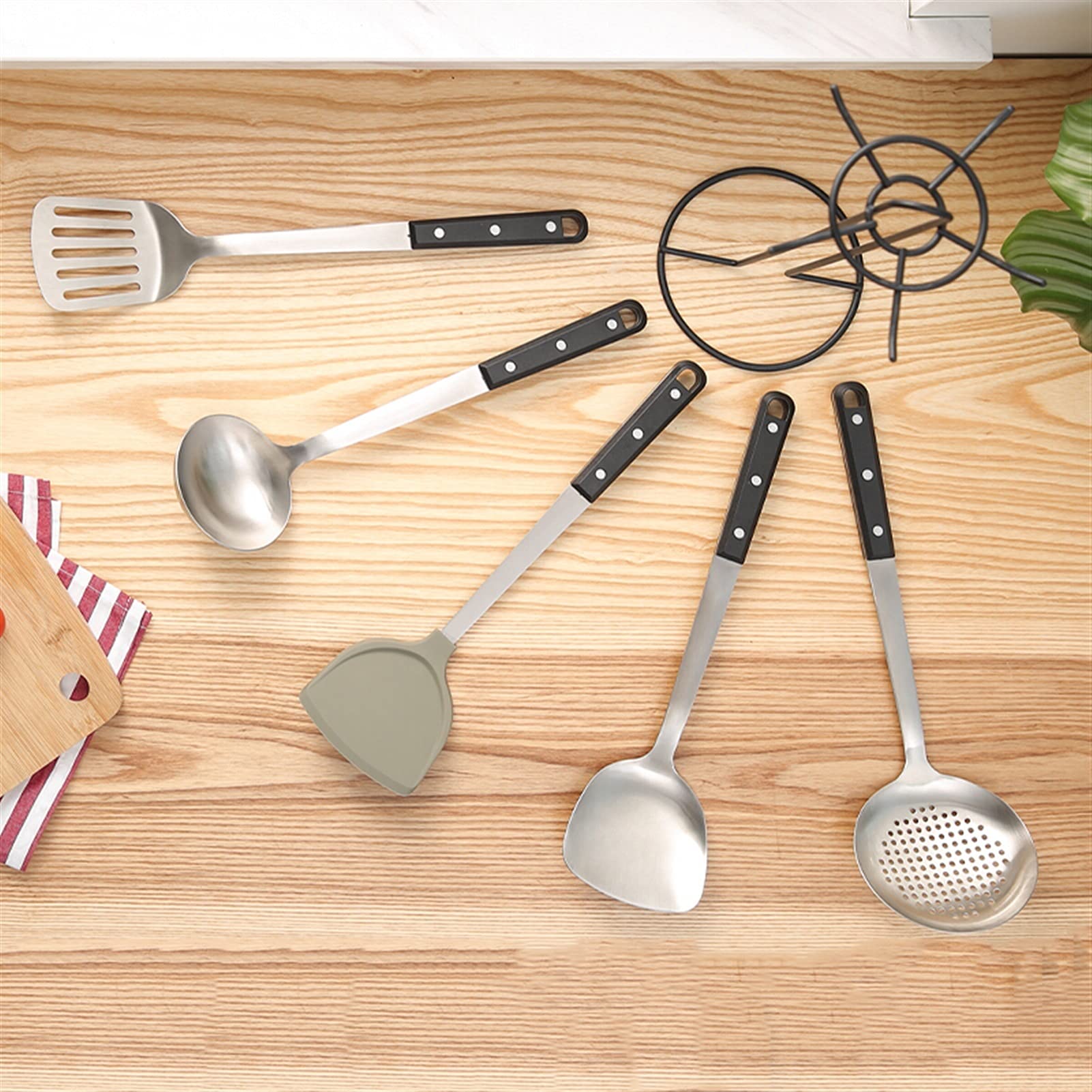 Pala Espatula Settensil de utensilios de cocina de acero inoxidable - Cuchara de la pala de la espátula de silicona de la cocina - mejores gadgets de cocina conjunto de herramientas de cocina regalo (
