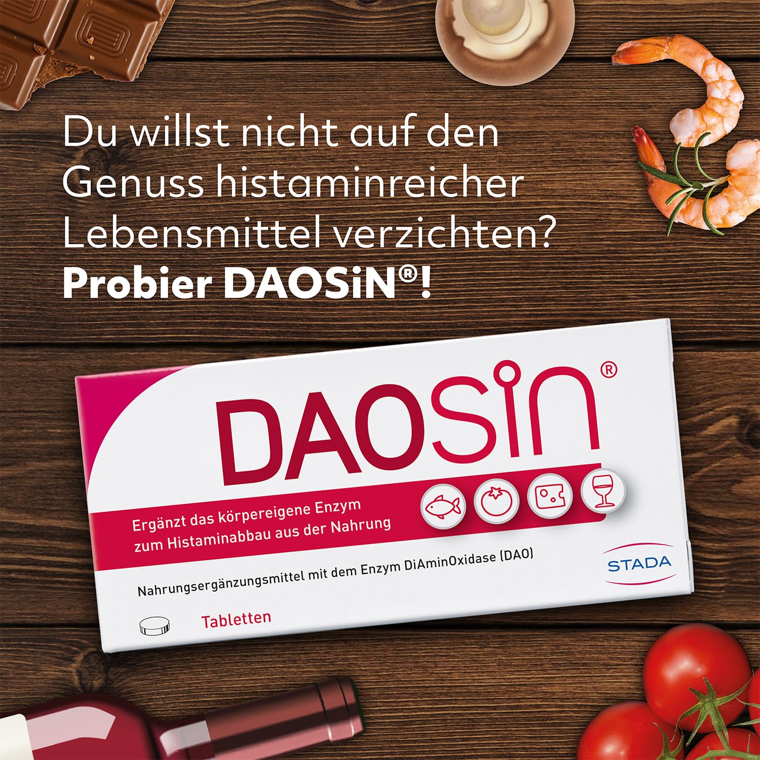 DAOSiN Tabletten bei Histaminunverträglichkeit zur Ergänzung des körpereigenen DAO-Enzyms zum Histaminabbau aus der Nahrung, Original - 1 x 120 Tabletten