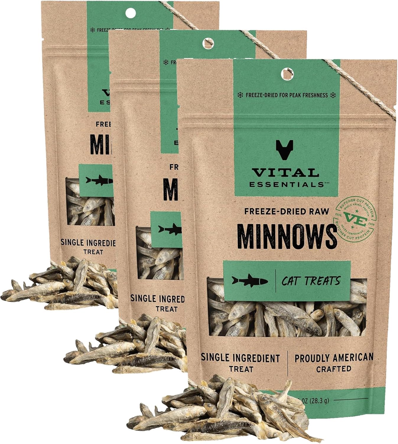 Vital Essentials Freeze Dried Raw Single Ingredient Cat Treats, Minnows, 1 oz (Pack of 3)