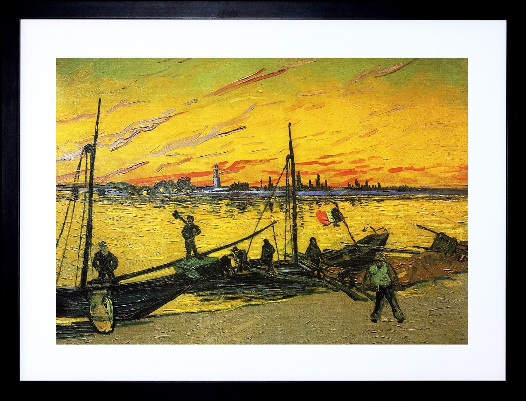 Wee Blue Coo Van Gogh Coal Barges 1888 Painting Art Print Wood Frame Picture F12X1616