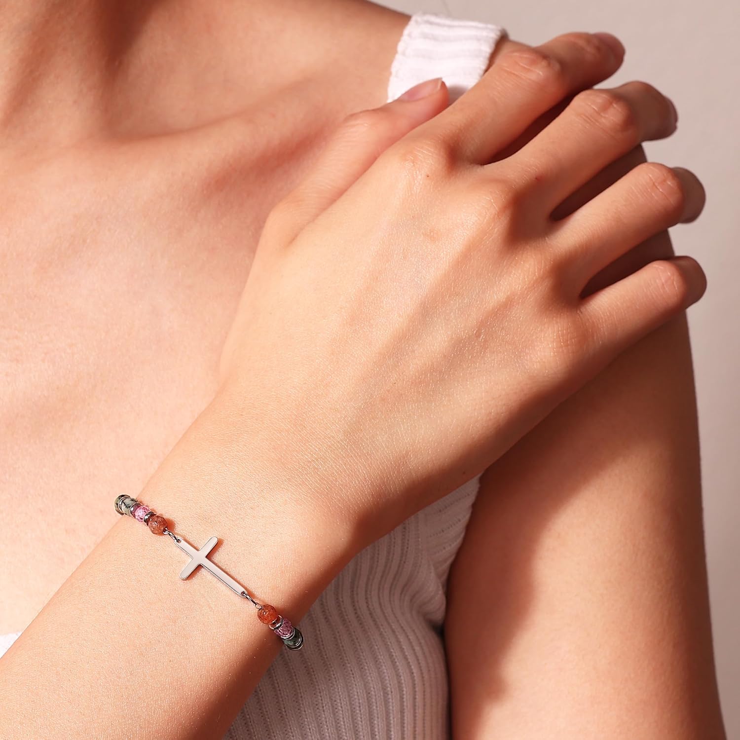 Dainty Cross Bracelet for Women, Easter Basket Stuffers for Teens, Christian Gifts for Women Friends Sister Daughter Mom Sister in Christ on Birthday Valentine's Christmas - Image 5
