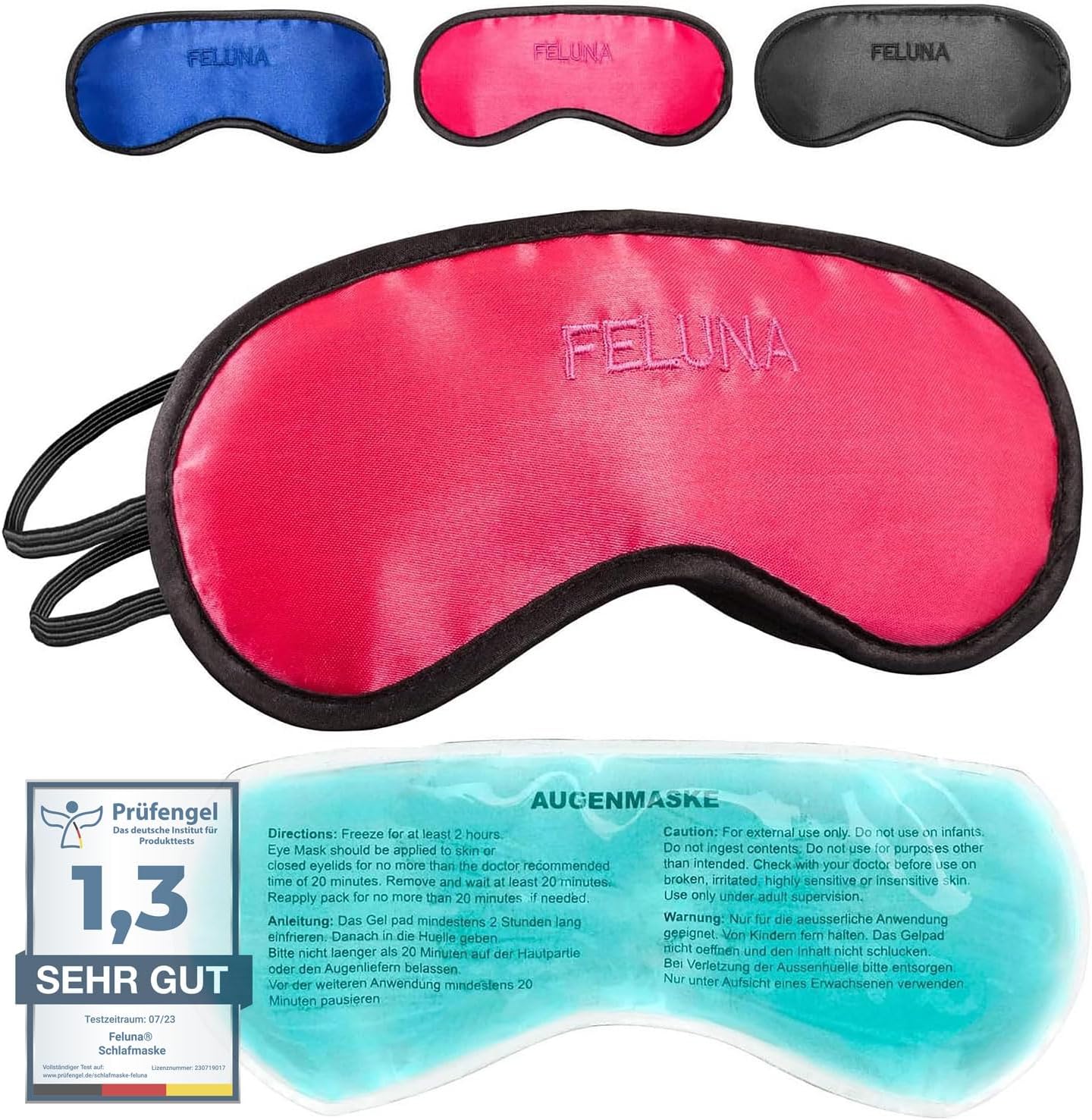 Sleeping mask with Cooling pad Sleeping Eye mask Night mask Sleeping Goggles with Adjustable Rubber Band and Silk Touch Cooling pad Helps with migraine, Headache & Allergies (Red)