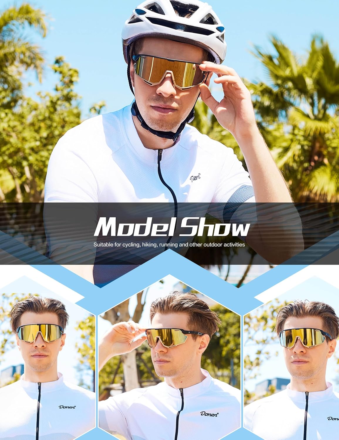 BIRCEN Mens Sports Baseball Sunglasses: TR90 Lightweight Cycling Glasses Wrap Around Running Glasses for Outdoor MTB Bike - Image 3