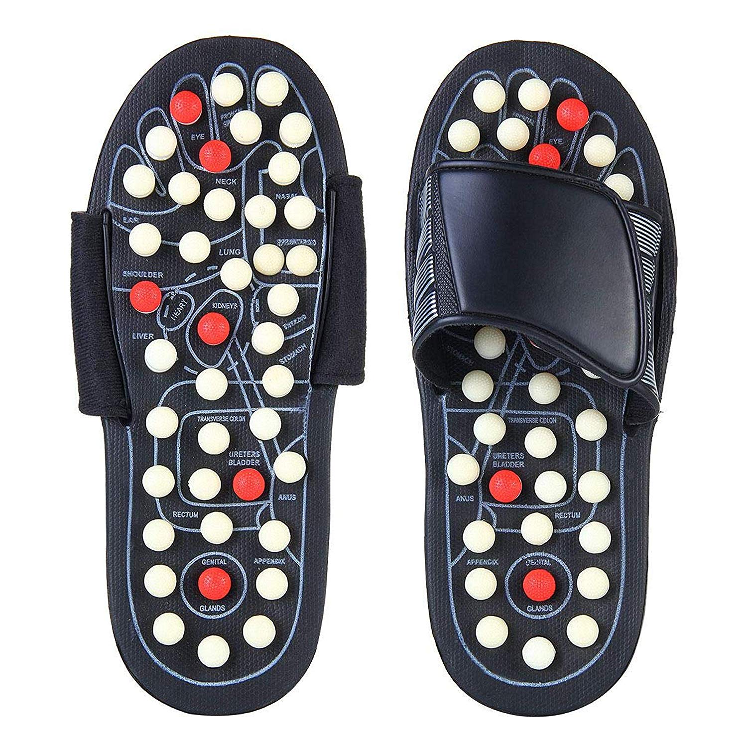 DAZIBAO® Reflexology Magnetic Therapy Spring Acupressure Paduka Accu Slippers for Full Body Blood Circulation Natural Paduka Slippers For Men and Women with Velcro Closure(Unisex)