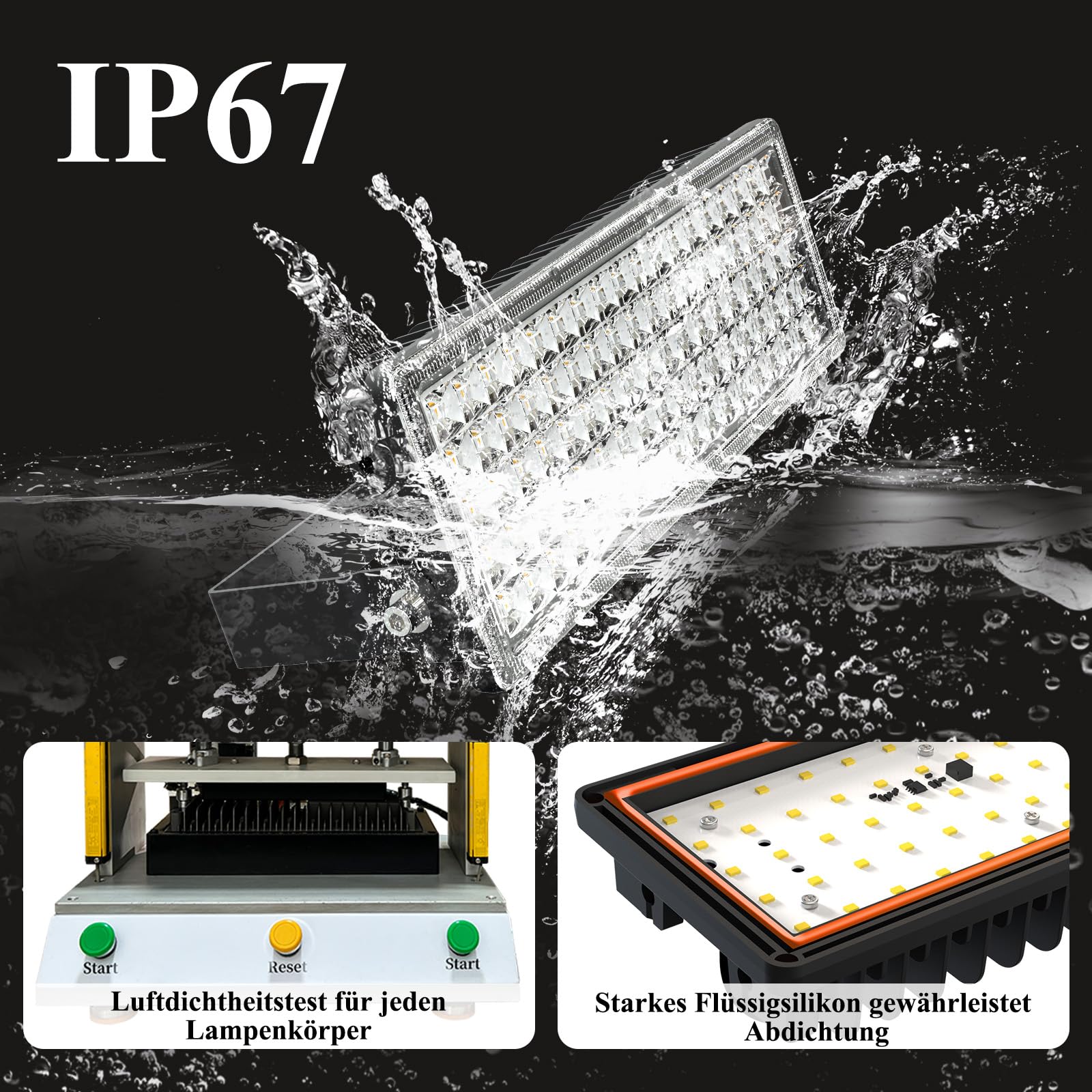 Reflektor zewnętrzny 100 W LED z wtyczką, super jasny reflektor 14000 lm, 6500 K, zimna biel, IP67, wodoszczelny reflektor LED 230 V, reflektor do ogrodu, garażu, wjazdu, podwórka, drzwi i