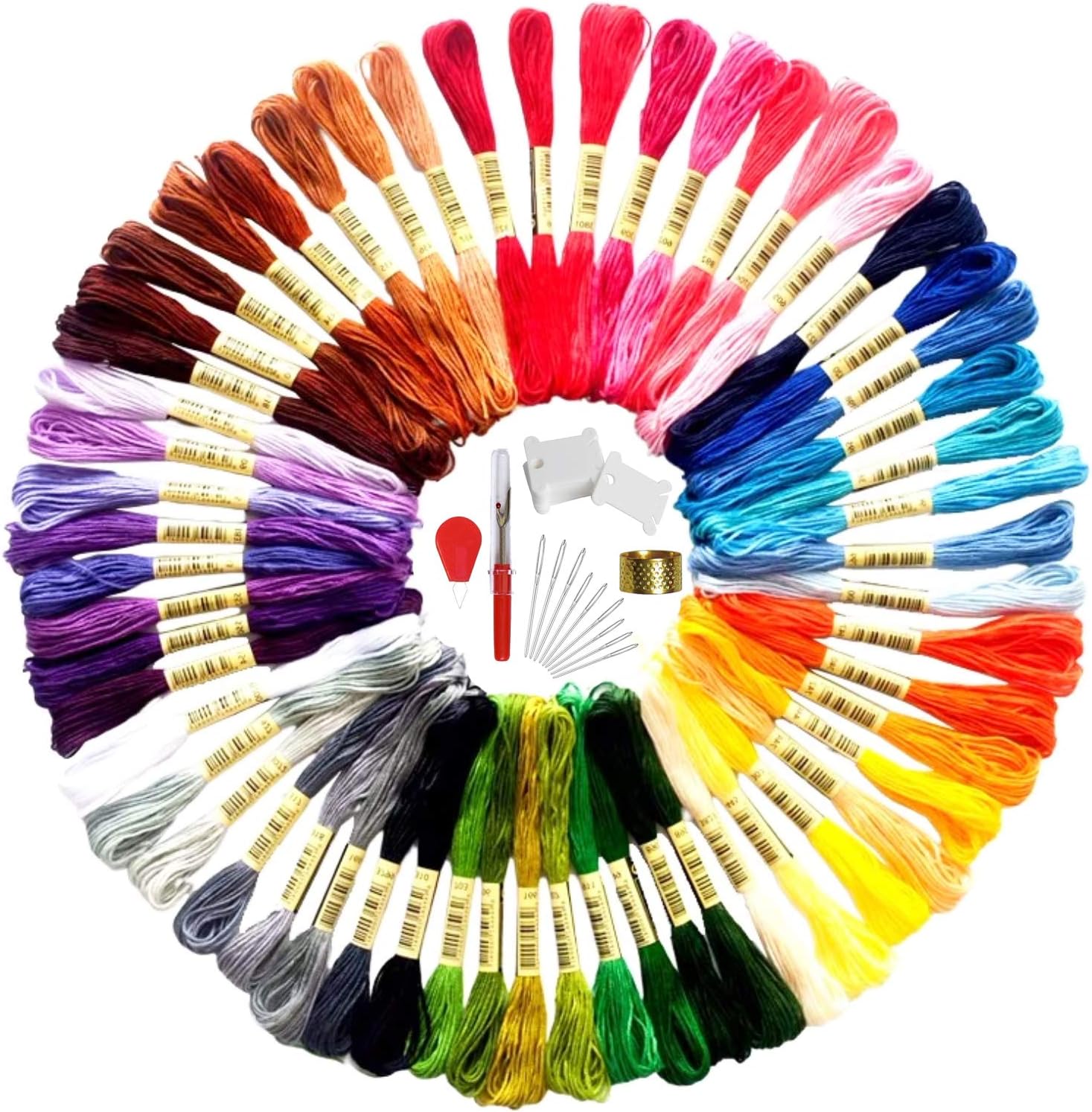 BostooArt Embroidery Floss 50 Skeins Friendship Bracelets Floss Premium Rainbow Color Embroidery Thread Cross Stitch Floss Crafts Floss with Needles, Floss Bobbins, Untwist Tool for Mother's Day DI