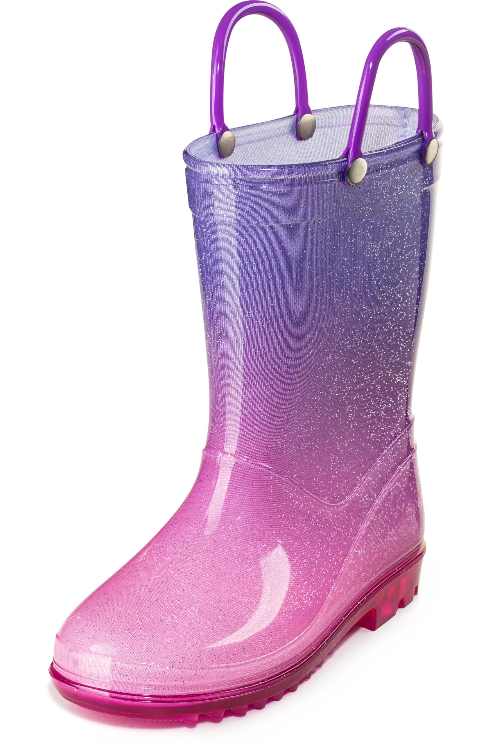 Puddle Play Kids' PVC Glitter Rain Boots with Easy-On Handles – Sparkly, Lightweight, for Girls & Boys – Toddler & Little Kid Sizes