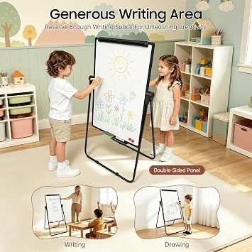 Rolling White Board with Stand, Double Sided, Height Adjustable, 3624