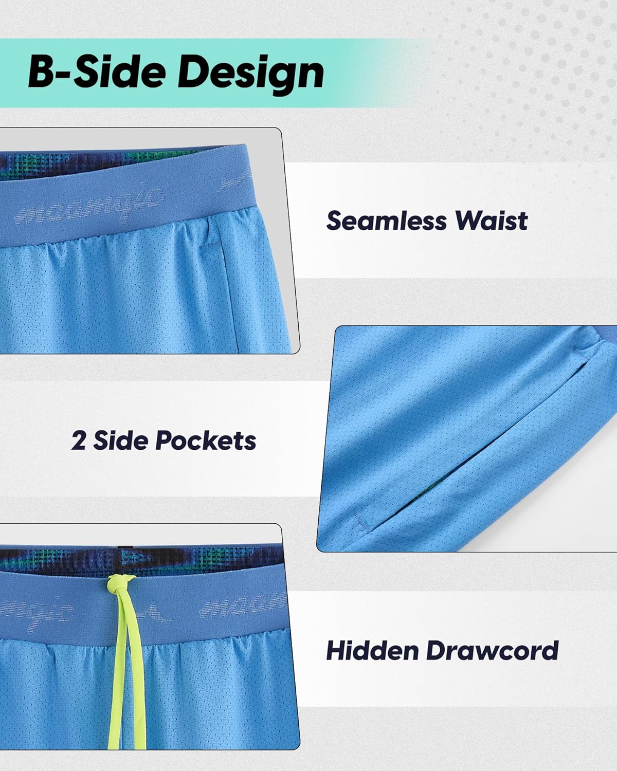 maamgic Men’s Reversible Basketball Shorts 5" 2-in-1 Liner Mesh Quick Dry 4-Way Stretch Gym Athletic Shorts