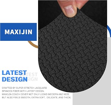 MAXIJIN Creative Jacquard Chair Covers for Living Room, Super Stretch Non Slip Chair Slipcover with Arms Dogs Pet Friendly 1-Piece Elastic Sofa Couch Protector Armchair Cover (1 Seater, Black)