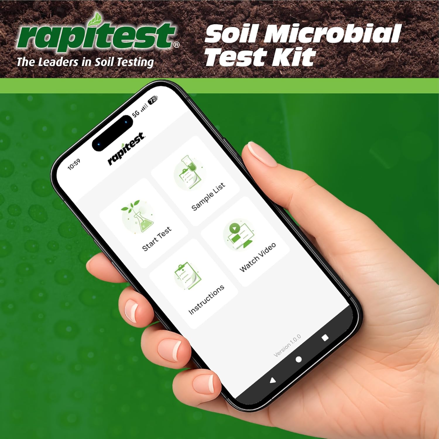 Rapitest® Soil Microbial Test Kit. Improve Soil Health and Activity. for use Along with Soil Conditioners/Activators/Nutrients. Designed, Engineered and Assembled in the USA.