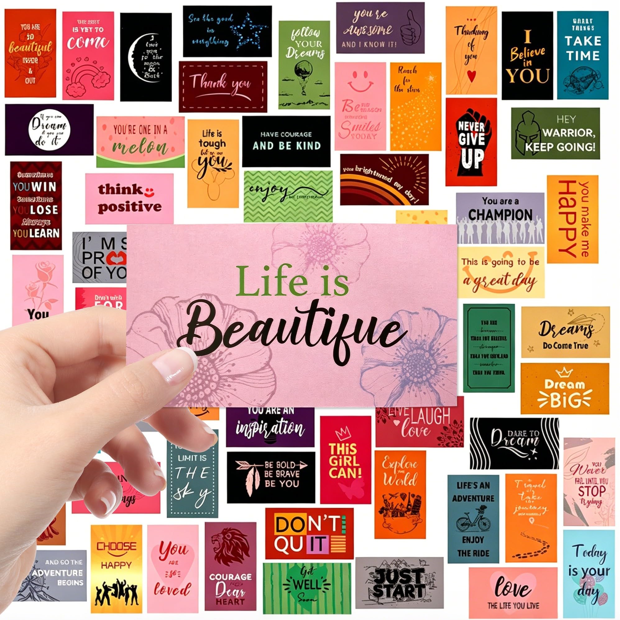 60 Pcs Motivational Cards – Positive Affirmation Cards with Inspiring