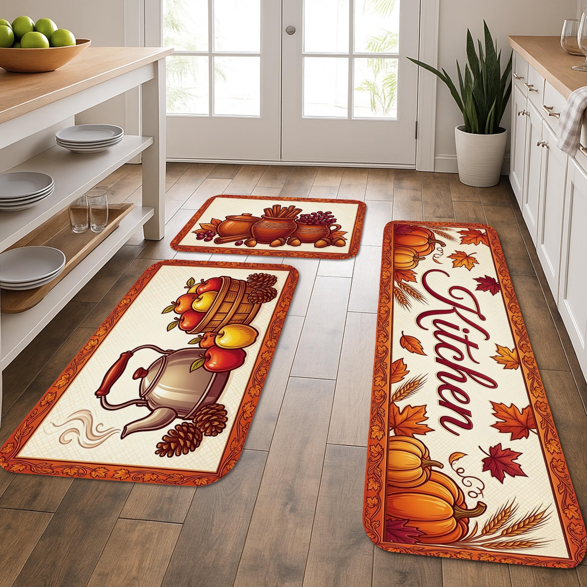 Tapis de cuisine motif citrouilles pour créer une ambiance chaleureuse