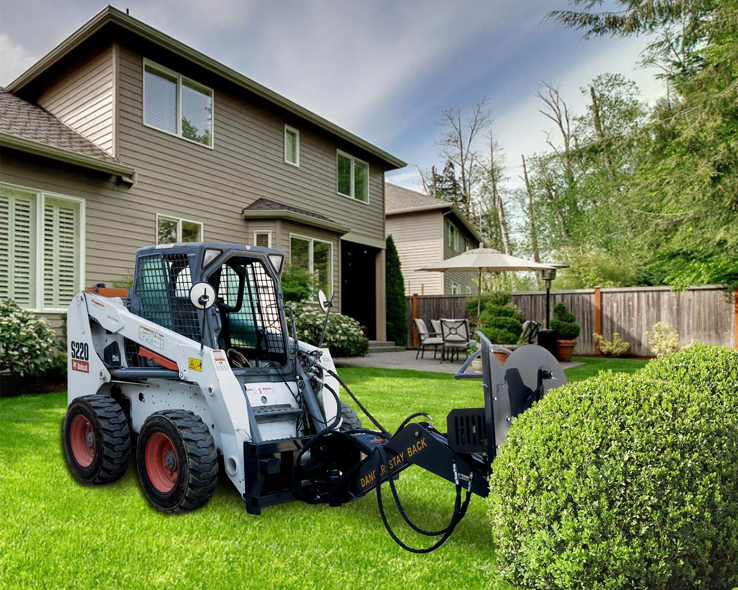 Lawn Mower 42" Brush Cutter Side Tree Pruner Skid Steer Attachment Heavy Duty,3 Hoses connectors for Gardin, Farm and Ranch, Landscaping