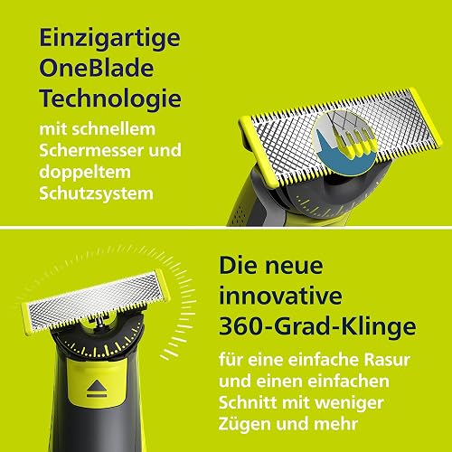 Philips OneBlade Hybrid 360 Blade Technology Electric Shaver for Face & Body, Beard Trimmer/Groomer with 3 x 360 Blade, 3 x Stubble Comb (1,3,5mm) & 1x Body Kit, Model QP2824/31 - 4