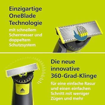 PHILIPS OneBlade 360 Face & Body Electric Shaver Trimmer & Body Groomer 3 x 360 Blades 3 x Trimming Attachments (1/3/5 mm) 2 x Body Attachments Wet & Dry Shaving for Face & Body (QP2824/31)