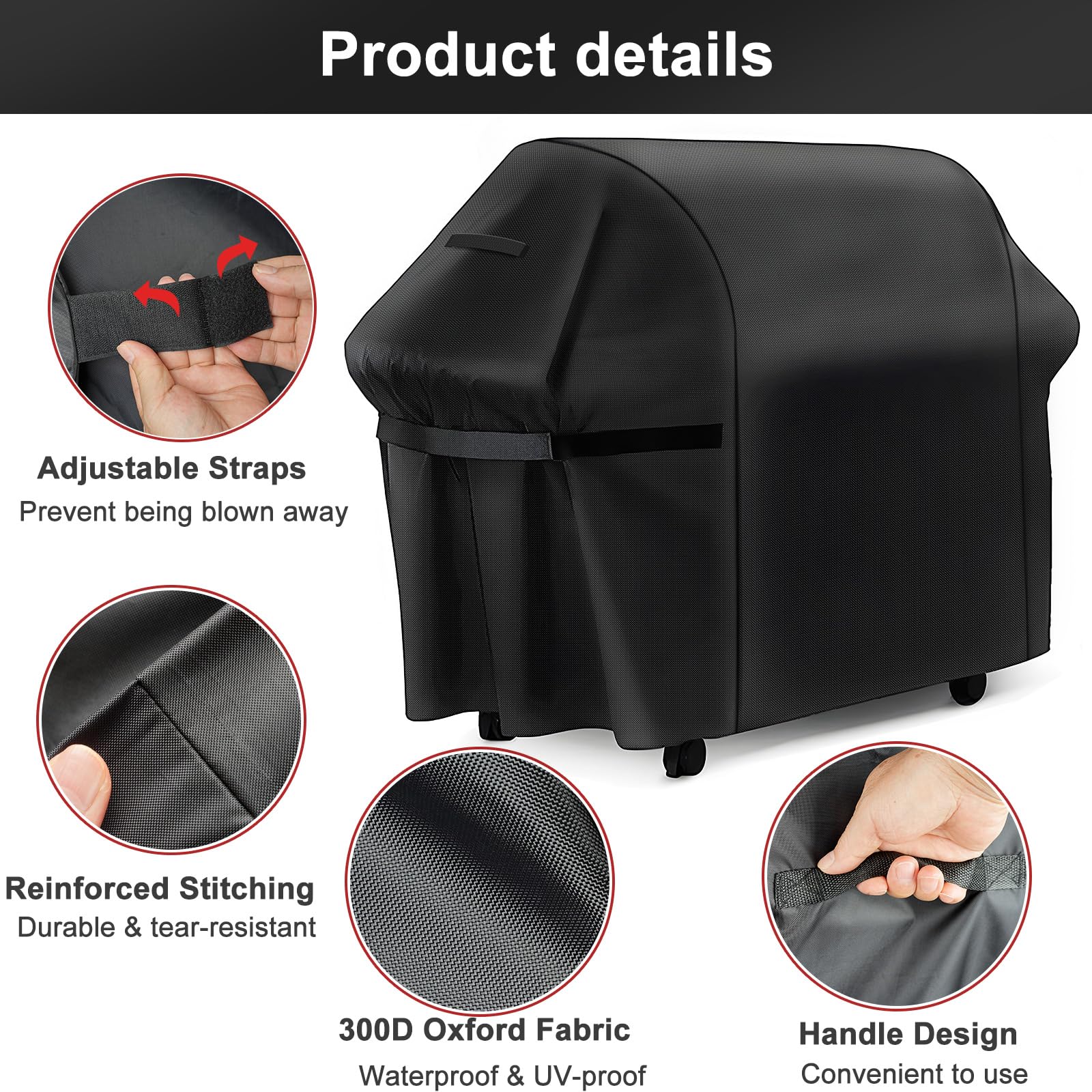 LBTING Funda para parrilla, 190,5 cm, resistente de calidad 300D, Oxford, impermeable, resistente al viento, resistente a los rayos UV, barbacoa, barbacoa, parrilla exterior, se adapta a la mayoría de