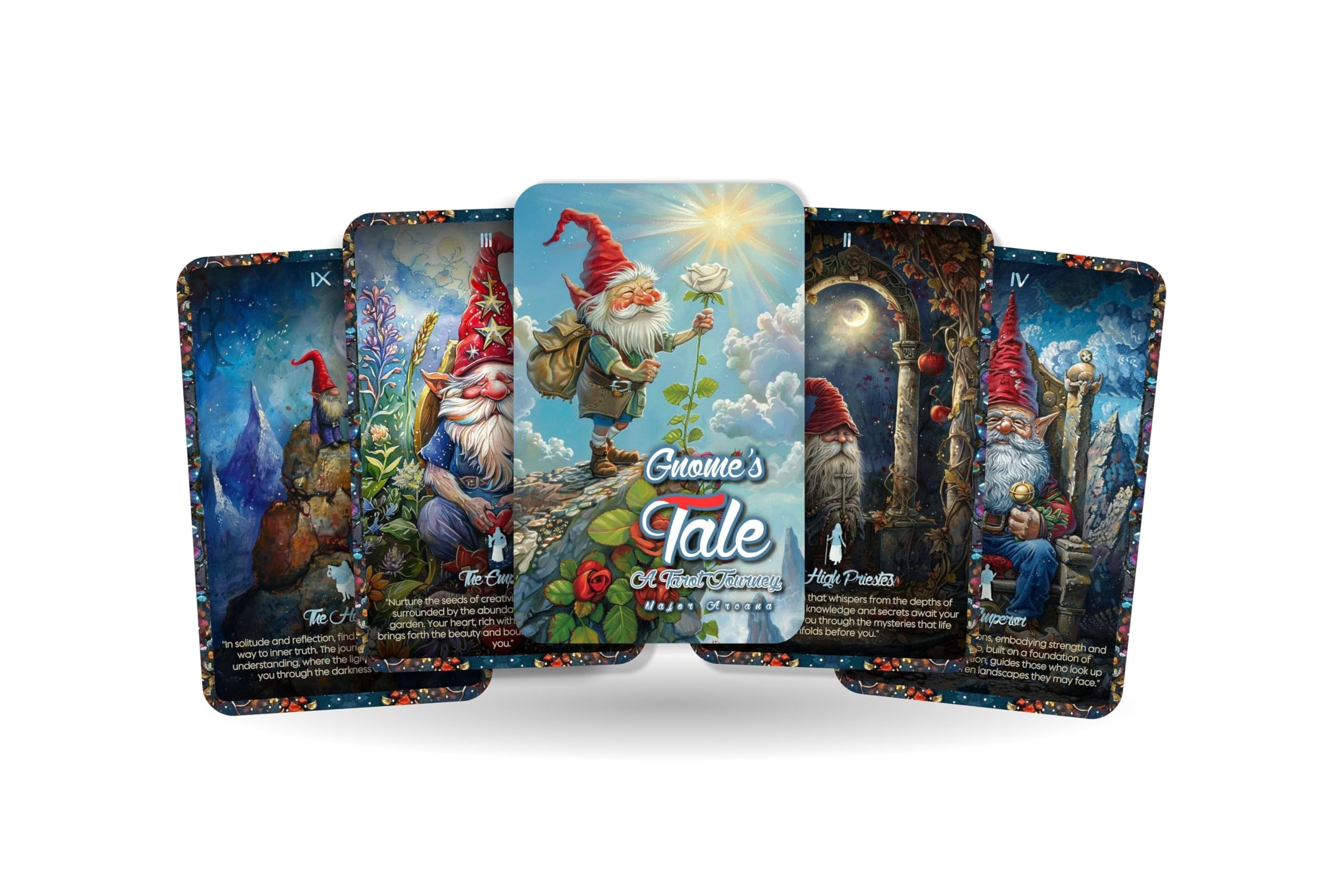 Ibiza Tarot Gnome's Tale - A Tarot Journey - 22 Major Arcana Cards - Divination Tools - Through The Mystical World of Garden Gnomes - Tarot Cards