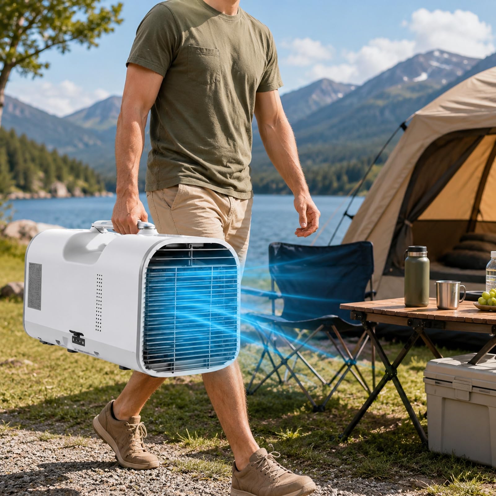 LYJIANGXIN Portable Air Conditioner 5100 BTU, Mini AC Unit with Cooling, Fan, Dehumidifier and Sleep Mode, Auto-Evaporation, Remote Control, Quiet 42dB Cooling for Bedroom, Office, RV and Apartments