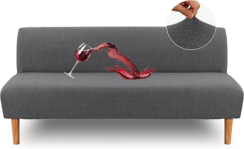 Miniatura 9 de H.VERSAILTEX Fundas de futón 100% impermeables, a prueba de fugas, sin brazos, funda de sofá cama jacquard elástica, funda lavable para futón,