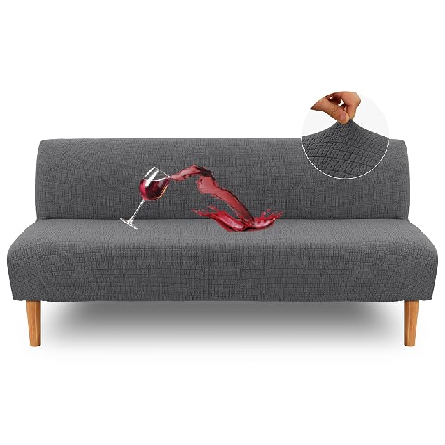 H VERSAILTEX 100 Waterproof Armless Futon Cover Armless Sofa Cover Stretch Jacquard Couch Cover for Futon Dual Waterproof