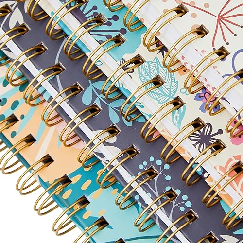 Miniatura 2 de Cuaderno de espiral de flores, 8.5 x 6.4 pulgadas, 160 páginas, diario a rayas para universidad de negocios con bolsillos interiores y