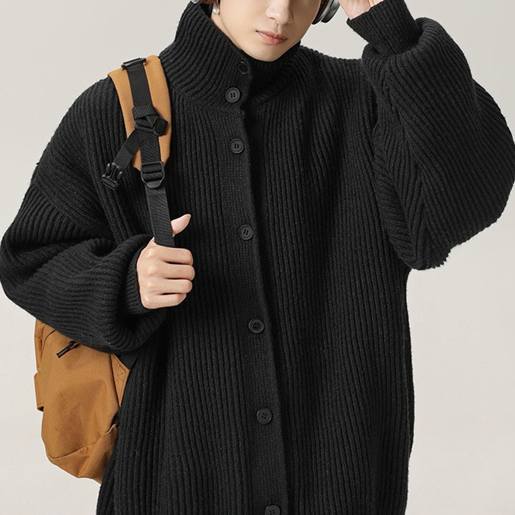 Cardigan lavorato a maglia per uomo Y2K Knit Button Up Maglione