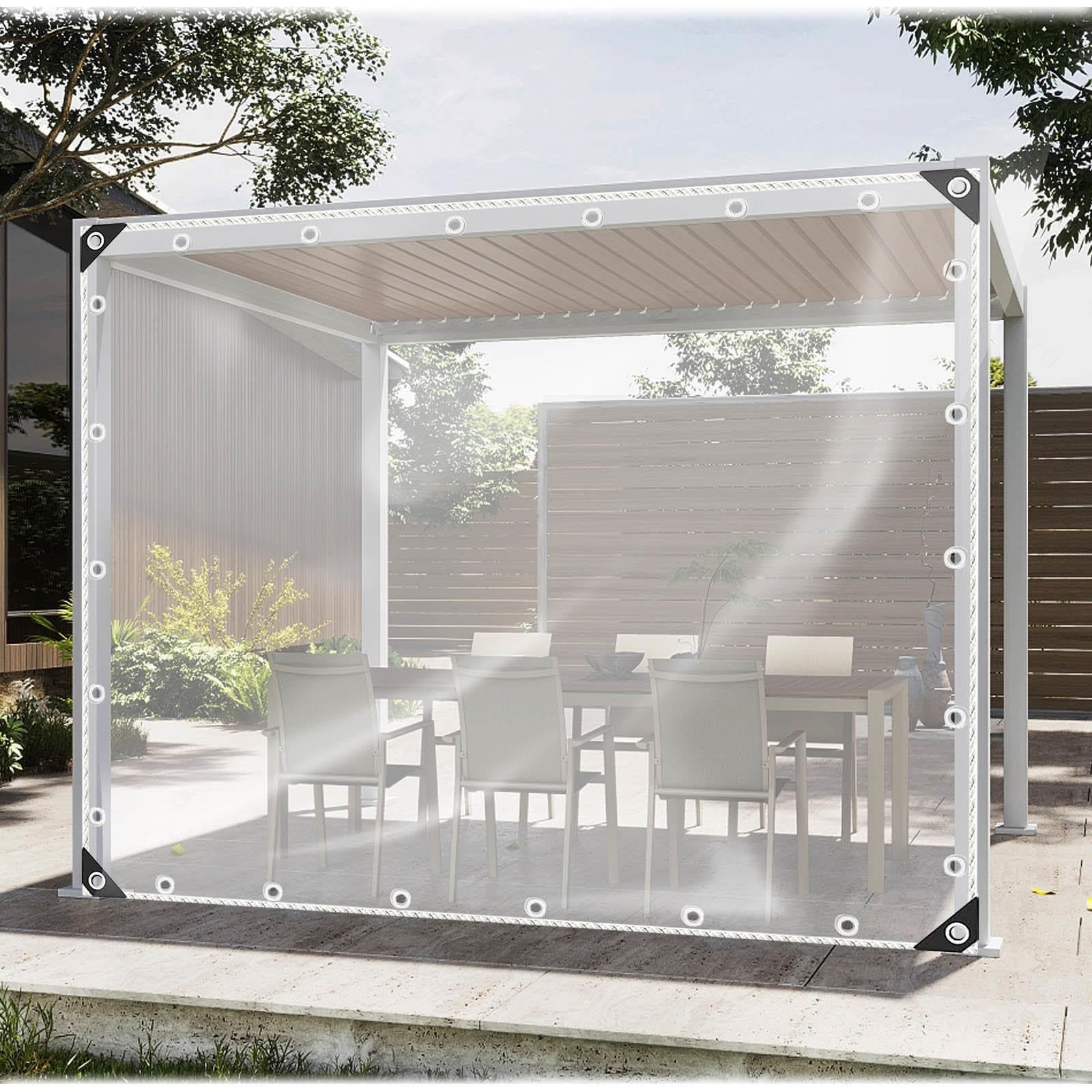 Kgudys Wxh Tarpaulin Waterproof Heavy Duty 420G/㎡-Clear Tarp Sheet,1.8X2m 2.5X3m Waterproof Tarps Cover,Garden Pergola Large Tarpaulin Side Panels,-2.5X3m/8.2X9.8ft