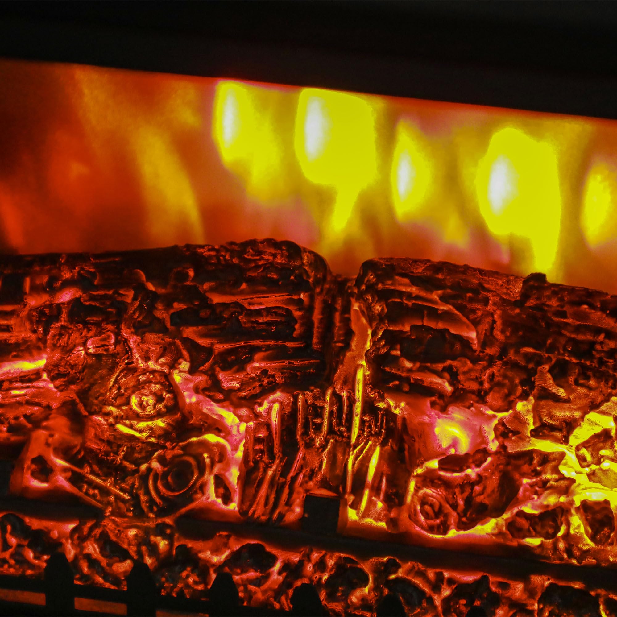 HOMCOM Camino Elettrico da Terra con Effetto Fiamma 3D a 3 Intensità, 1800W Caminetto Elettrico con Spegnimento Automatico, Termostato, Risacaldamento Regolabile per Soggiorno, 30㎡, Nero