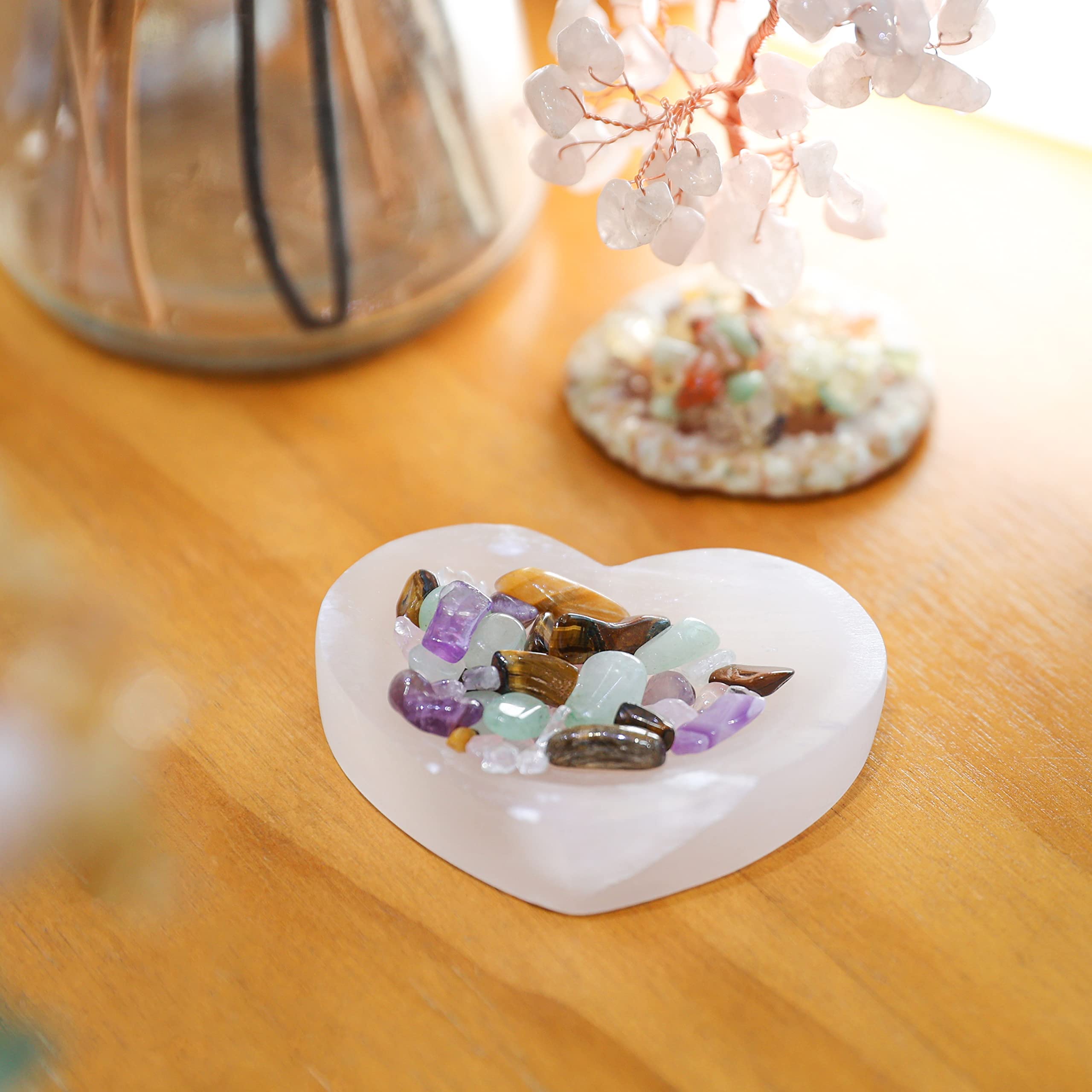 HALUKAKAH Selenite Bowl from Moroccan - Portable Heart-Shaped Mini Plate 9cm for Charging and Cleansing Crystals & Stones on The Go - Image 2