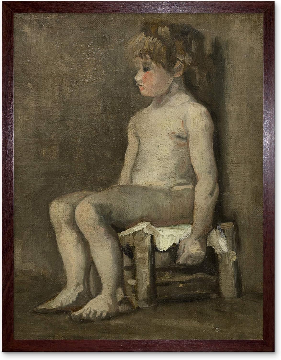 Vincent Van Gogh Nude Girl Seated Art Print Framed Poster Wall Decor 12x16 inch