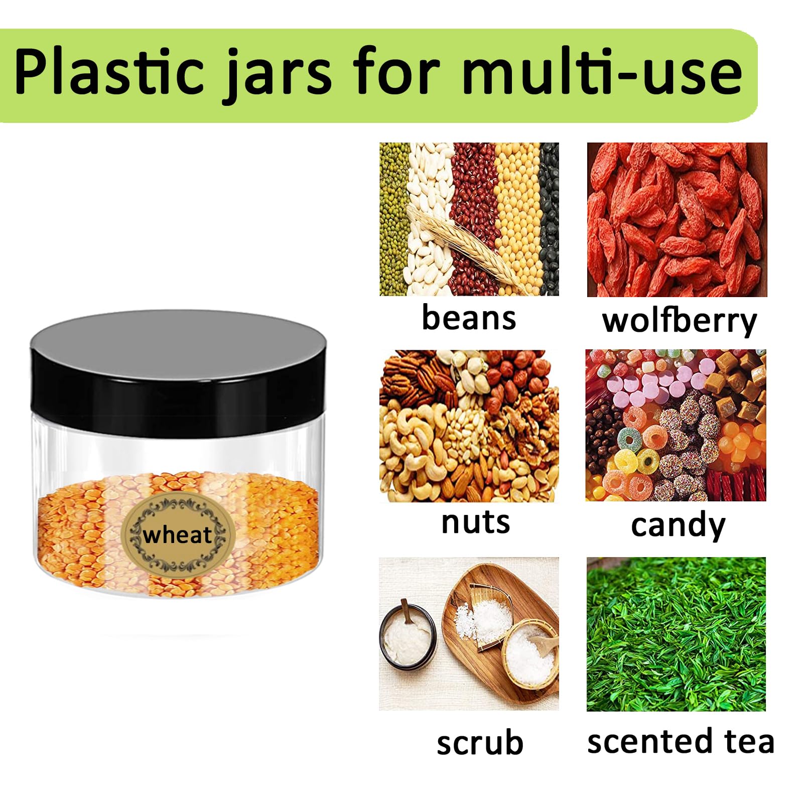 12Pcs, 30ml/30g Empty Plastic Cosmetic Jars With Black Lids & Inner Liners - Image 3