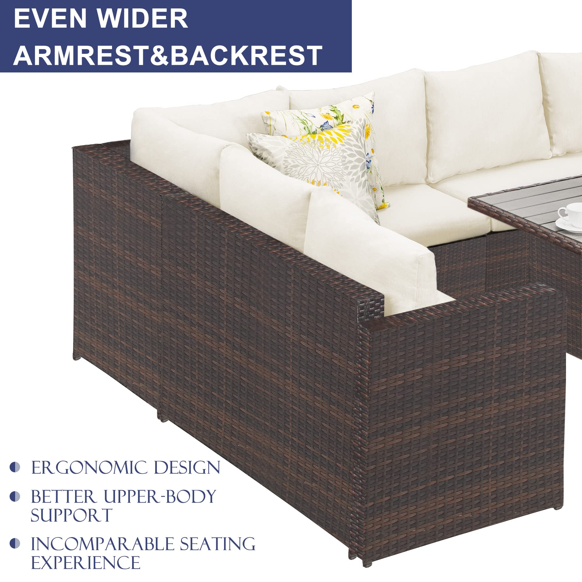 Wisteria Lane Patio Furniture Set, 7 Piece Outdoor Dining Sectional Sofa