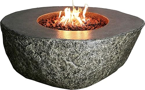 Elementi Fiery Rock - Mesa de chimenea para patio o chimenea de 500 x 420in con cuenco de chimenea de cristal reforzado para hormigón líquido disponible en Yaxa Guatemala