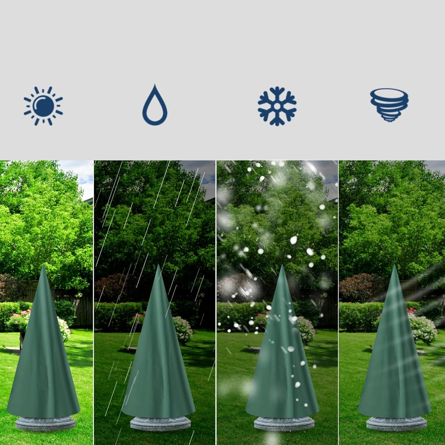 Heavy Duty Waterproof Fountain Cover for Outdoor Garden Statues Thick Oxford Fabric All-Weather Protection Detachable Design Fits Most Garden Fountains