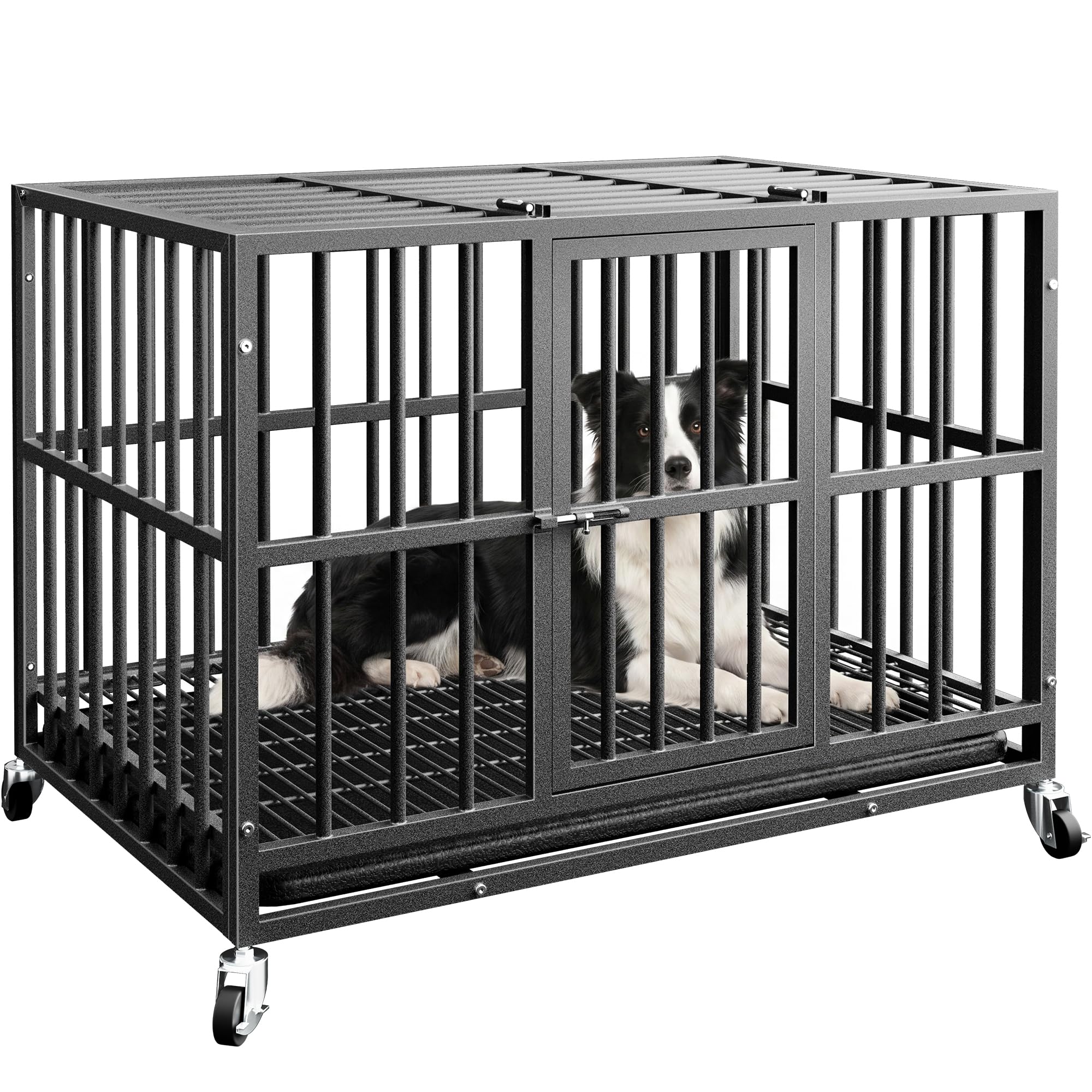 38 Inch Heavy Duty Dog Crate, Escape-Proof, for Medium Dog Breeds