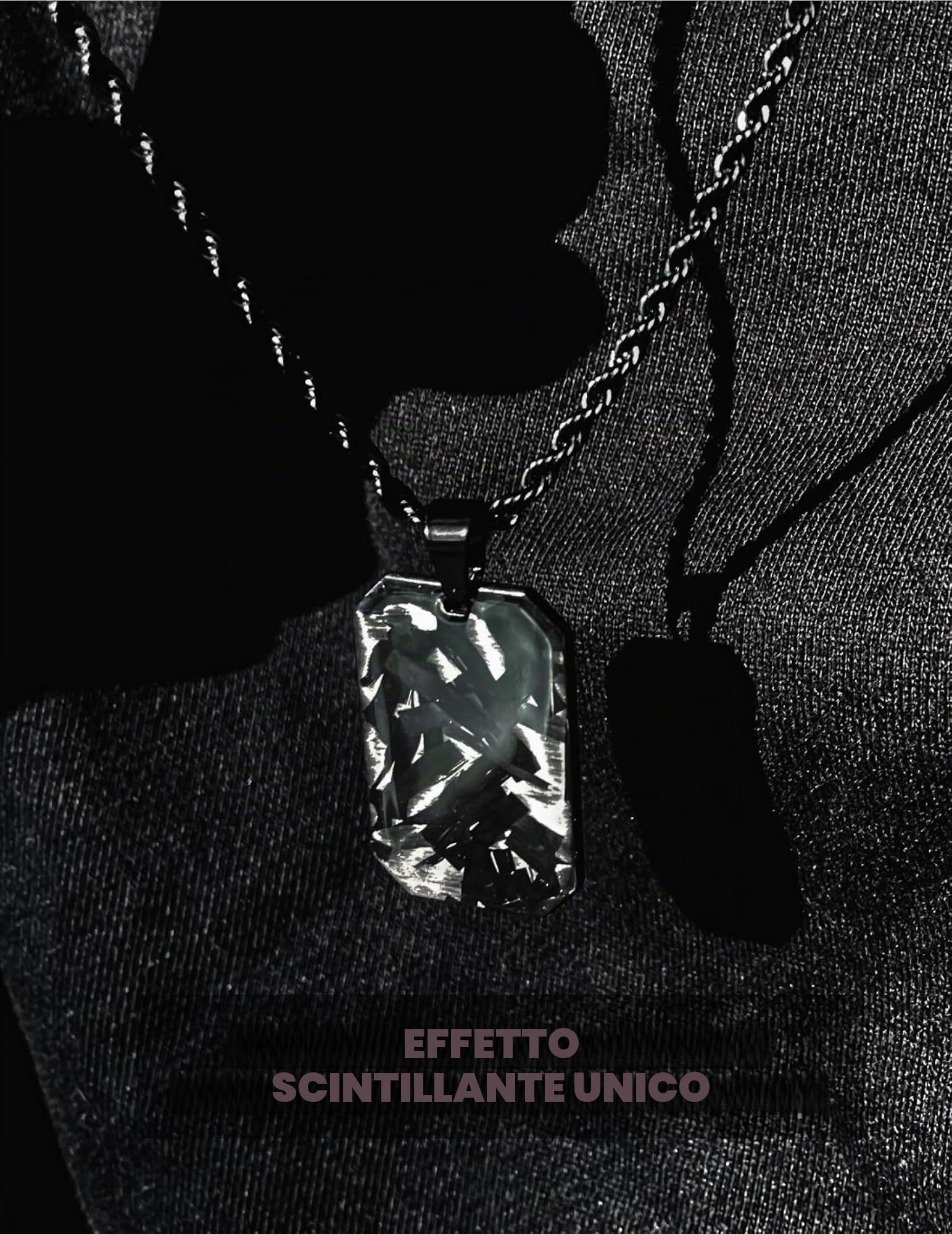 Catena con ciondolo targhetta per cane in fibra di carbonio | Nero in acciaio inossidabile | Collana da uomo nobile | Necklace Chain Carbon Fiber Dog Tag