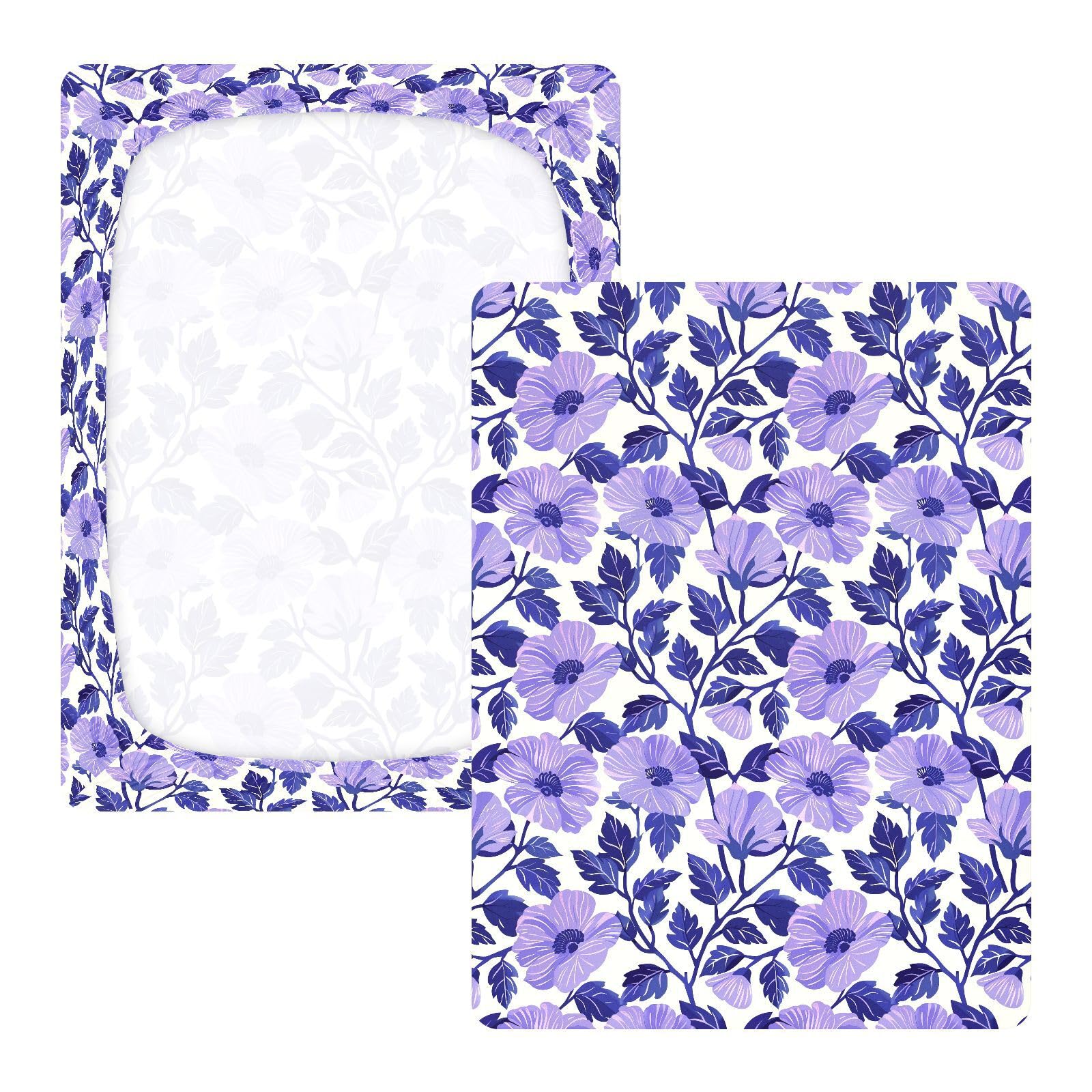 Sábanas de algodón para cuna de bebé, estilo chow chow chow, estampado floral, color morado, colchones para guardería, 1 paquete de forros para cunas de ni?o, 52 x 28 pulgadas