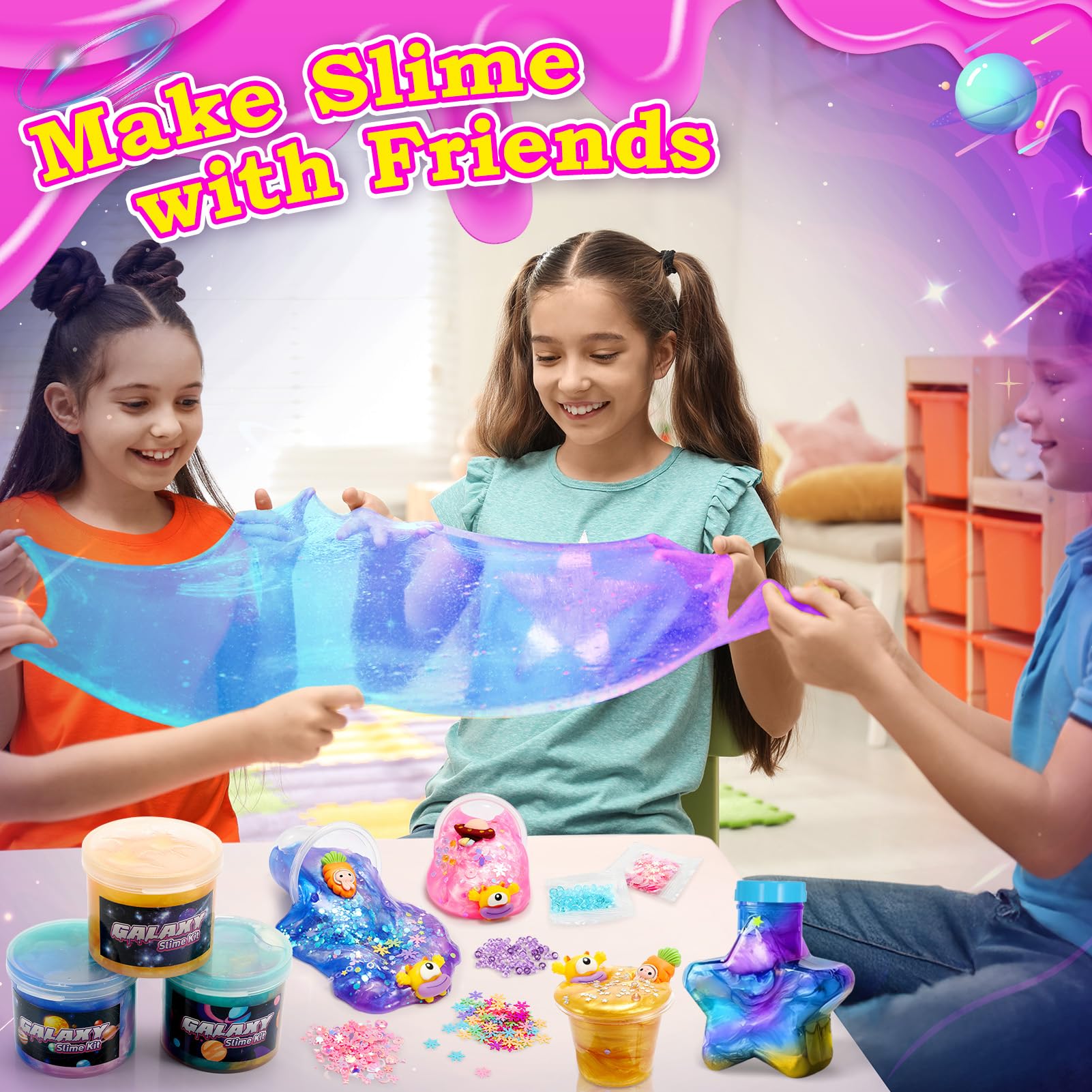 iKidiki Slime per Bambini, Giochi Bambina 6 7 8 9 10 11 12 Anni Femmina, Slime Fluffy Con ante decorazioni carine Regali di Compleanno per Bambini
