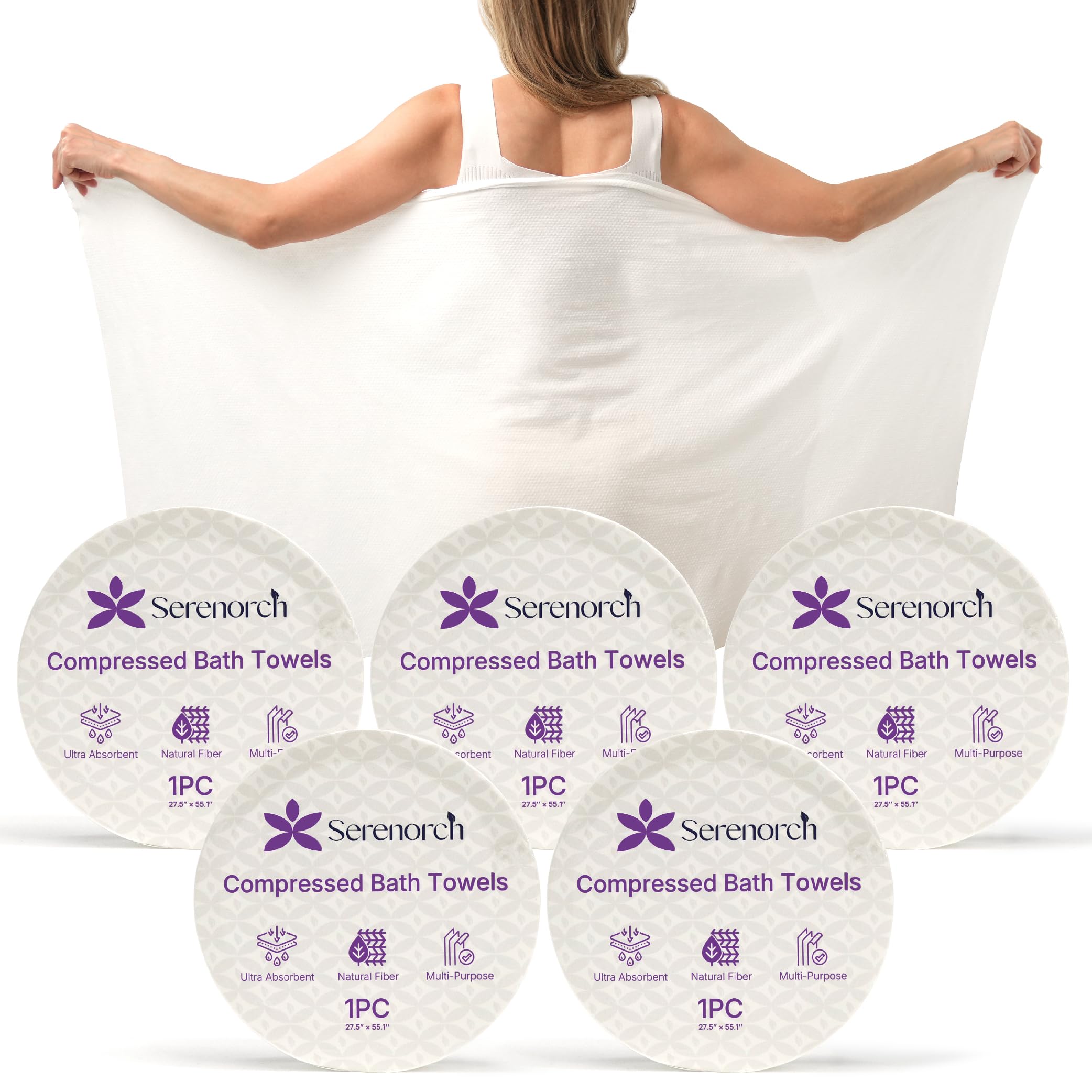 Compressed Bath Towels 5 Pack Extra Large 55x27 5 Disposable Shower Towels for Travel Camping Portable Tablets Expand