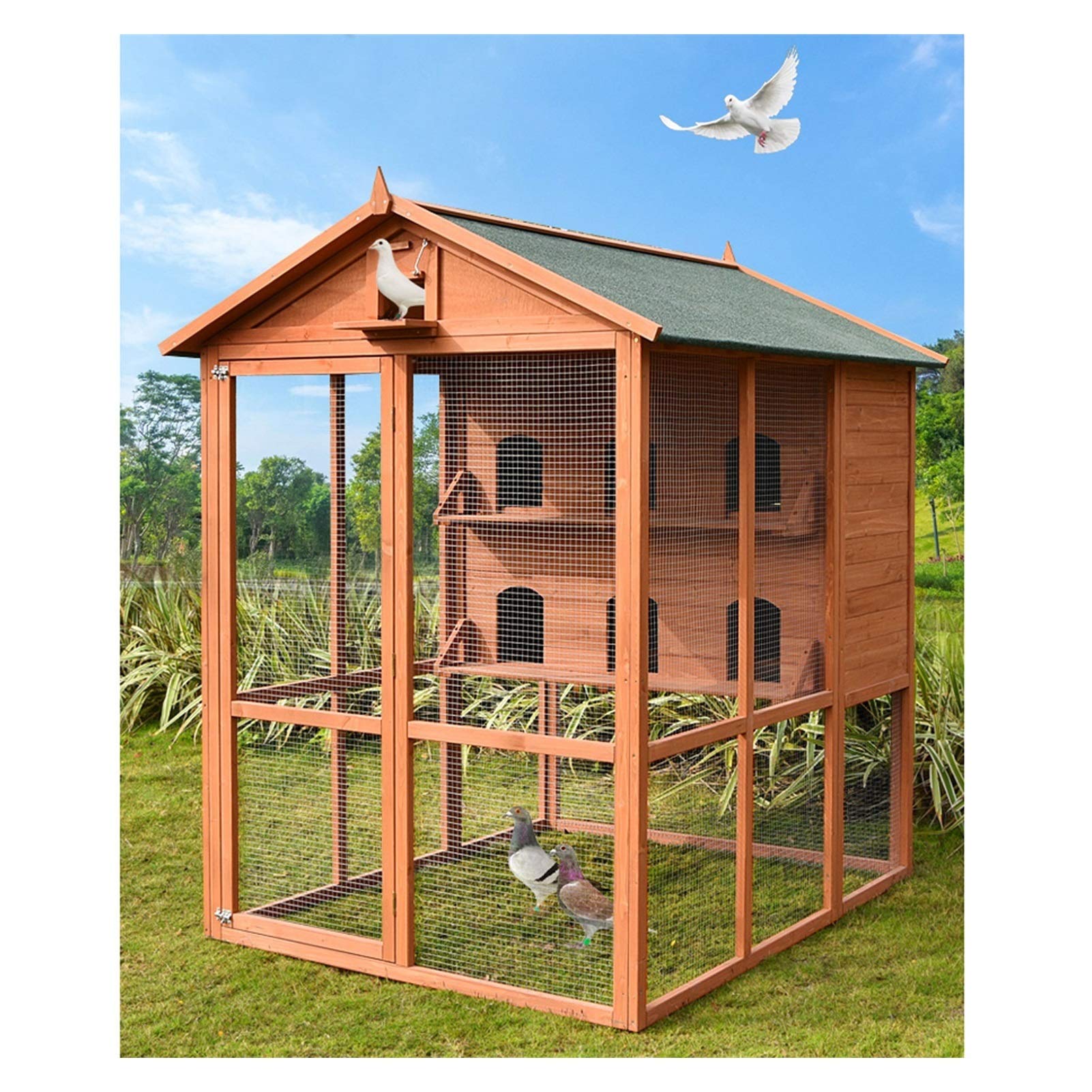 Gabbia per Uccelli e Pappagalli Grande Casa Piccione All'aperto Capannone Bird Cage Grande Terrazza Garden Villa per Canarini, Cocorite e Uccelli Esotici