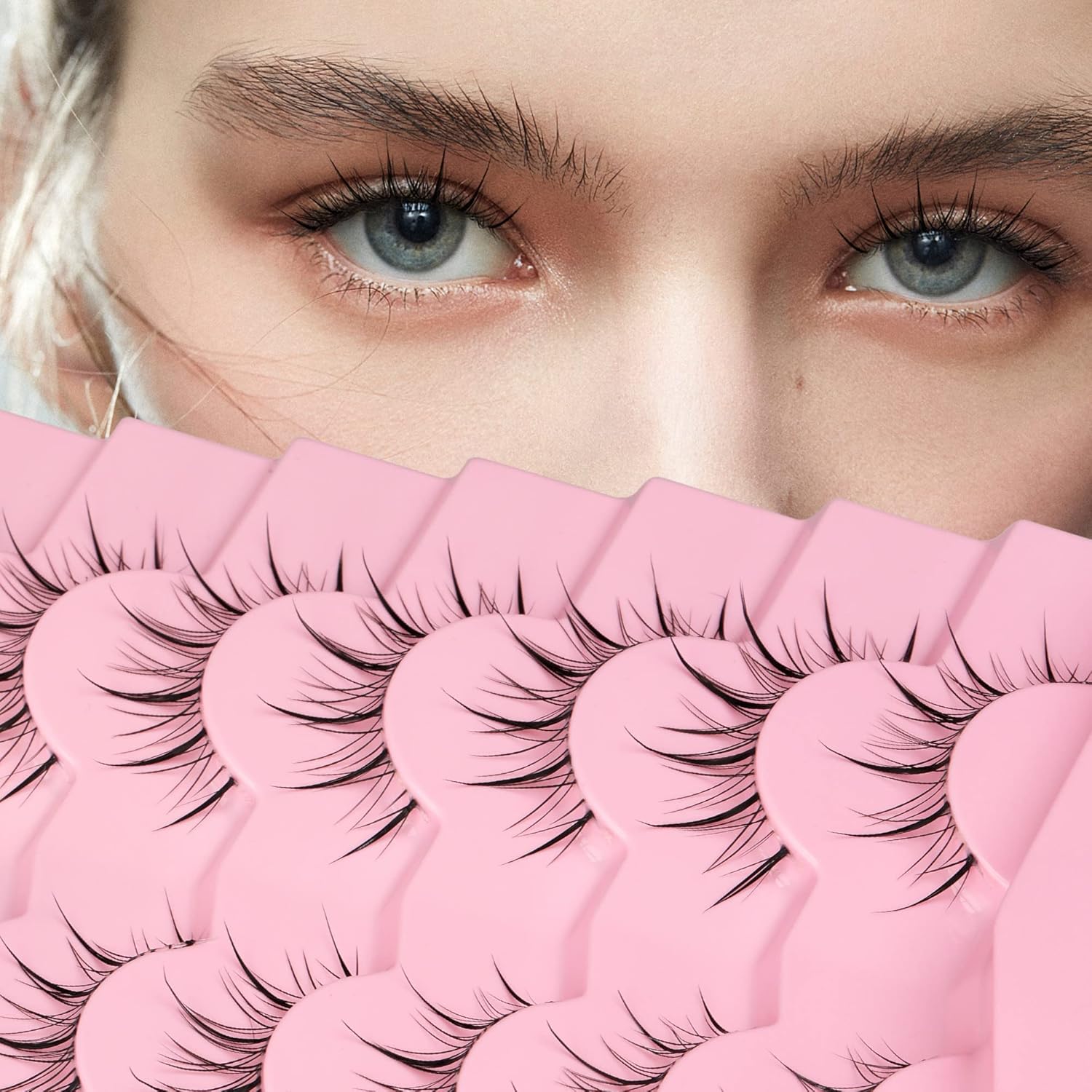 Anime Eyelashes Spiky Clear Band Japanese Manga Lashes Wispy Natural