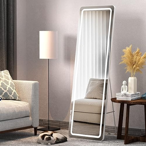 LOWIXI Full Length Mirror Floor Mirror with Standing Holder BedroomLocker Room StandingHanging Mirror Dressing Mirror 63 * 20