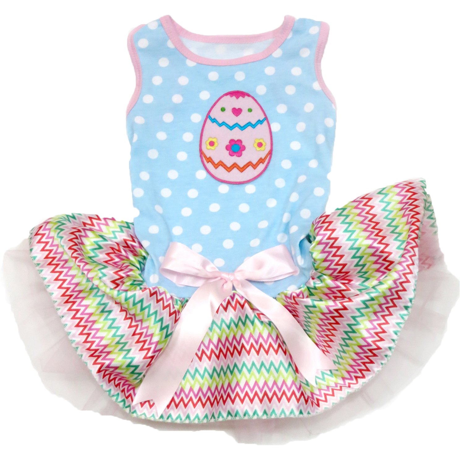 Robe chien œuf de Pâques rose pour fêter le printemps en famille