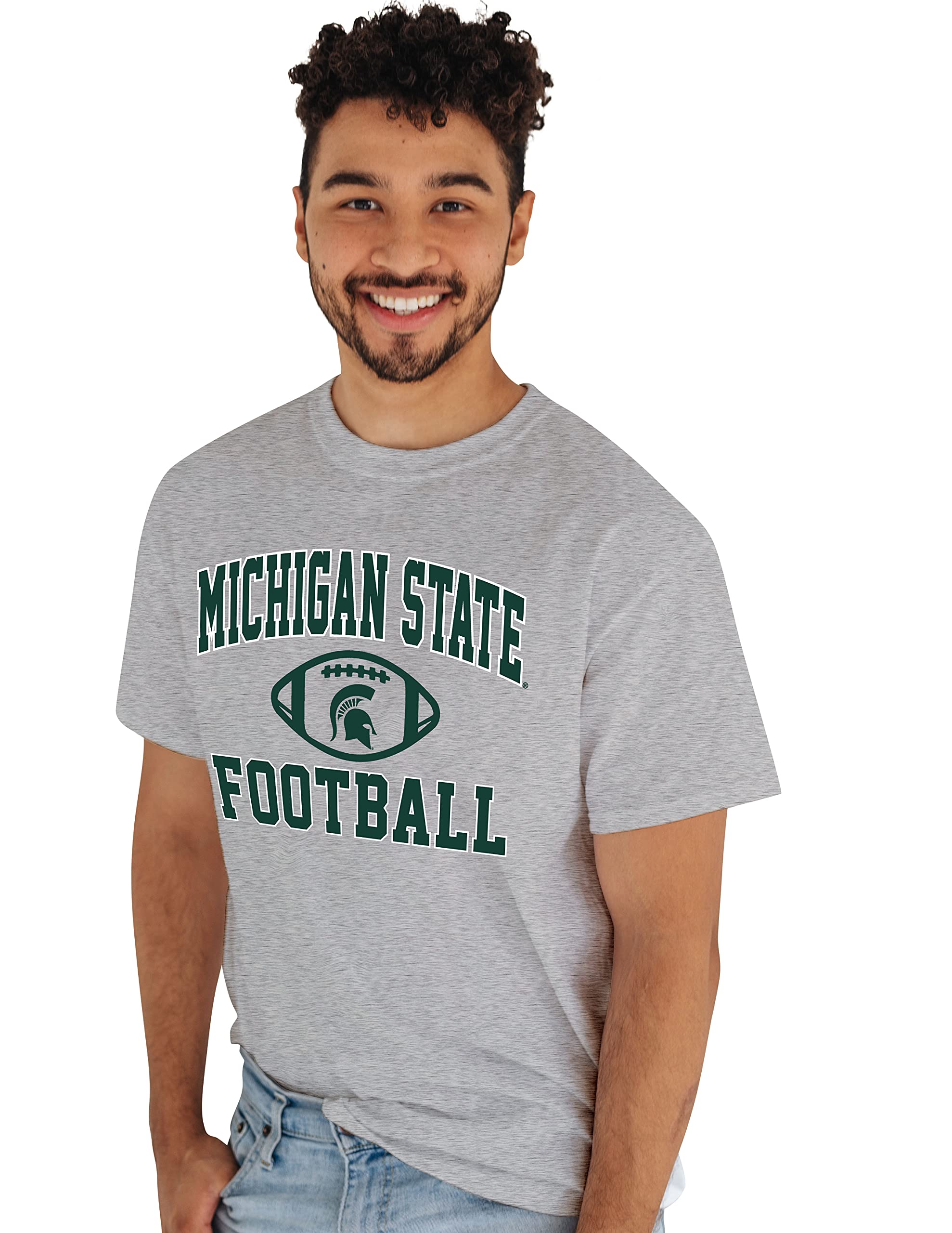 Blue 84 Men's Standard T Shirt Football, Michigan State Spartans Gray, Medium โ image 1