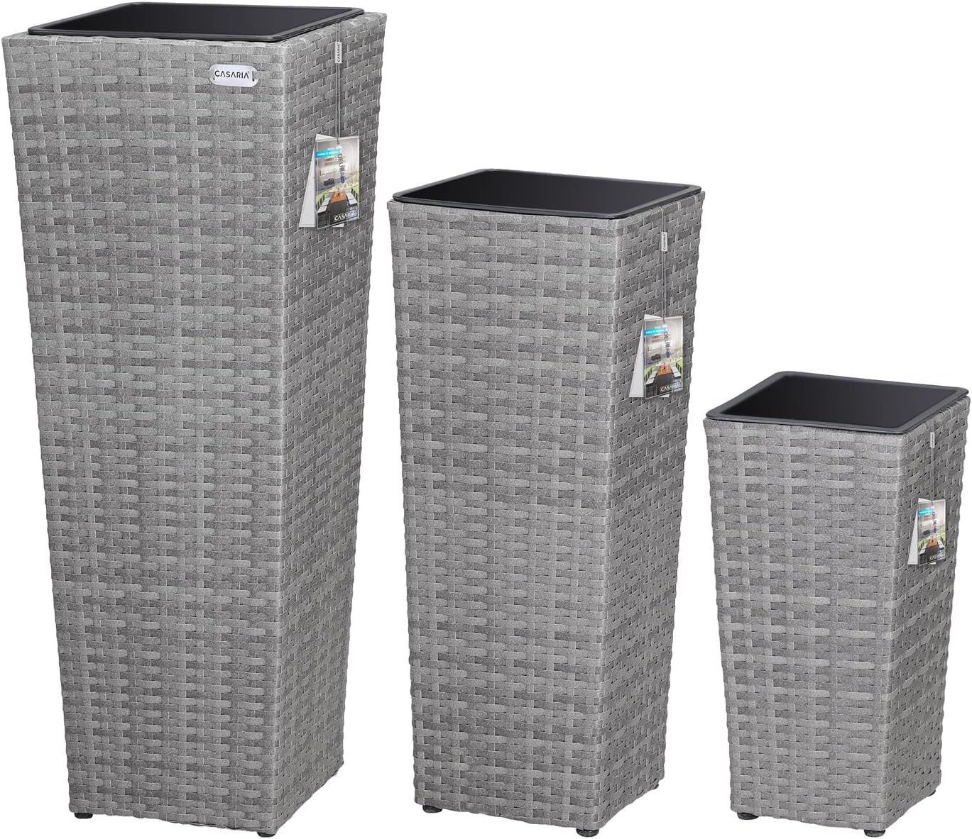 Casaria polyrotan bloempot set van 3