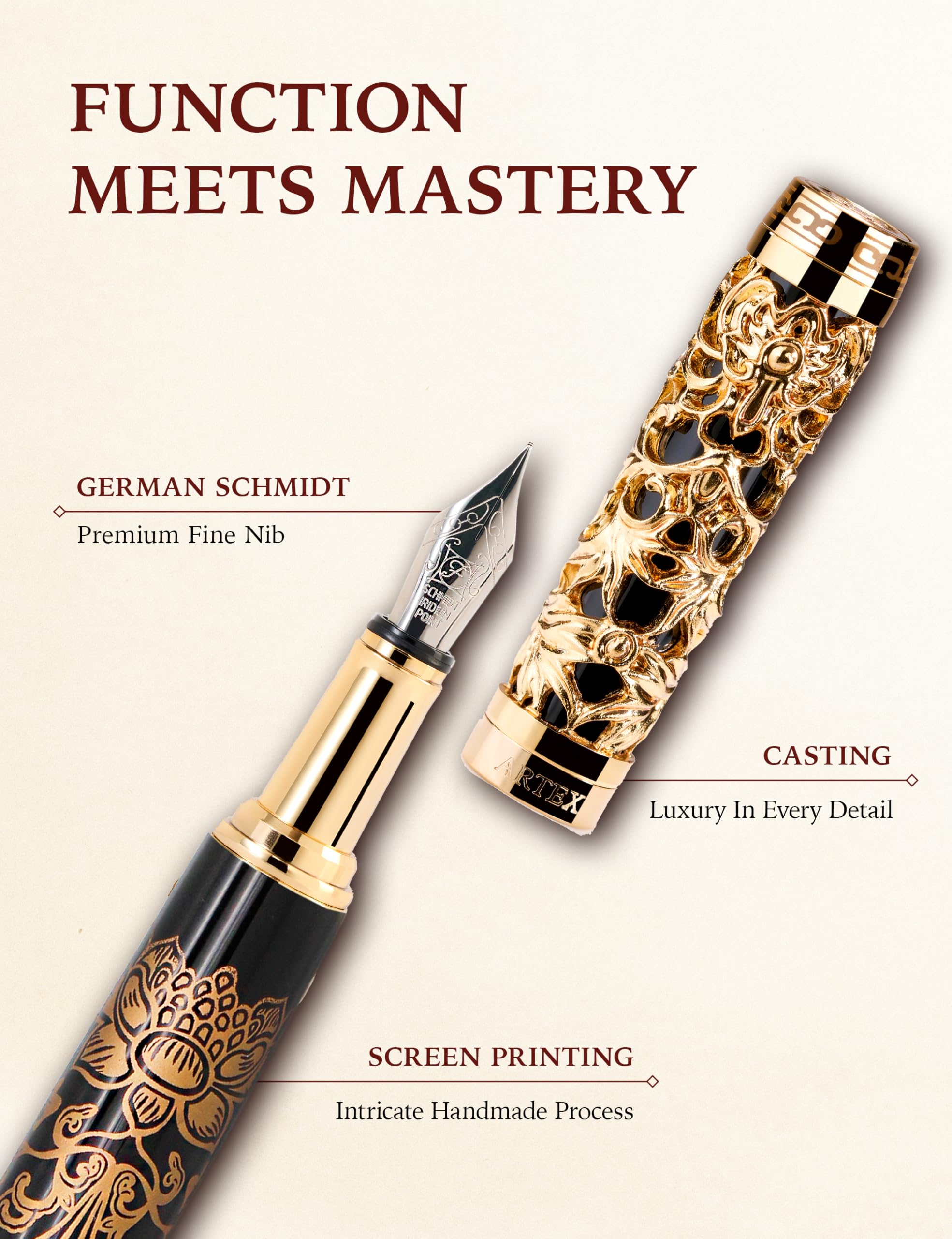 Amazon.com : ARTEX Luxury Fountain Pen Set With Stand - Museum Art